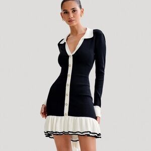 Meshki Pareesa contrast mini frill dress